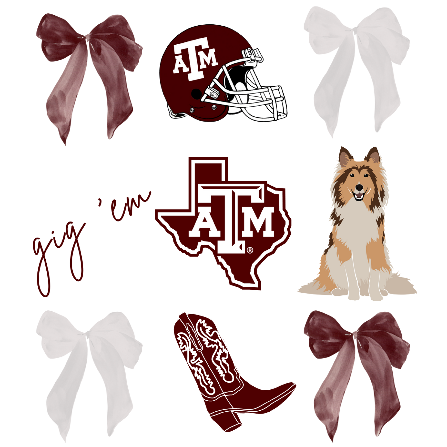 M2B Designs - Texas A&M Coquette DTF: Adult (13 inch)