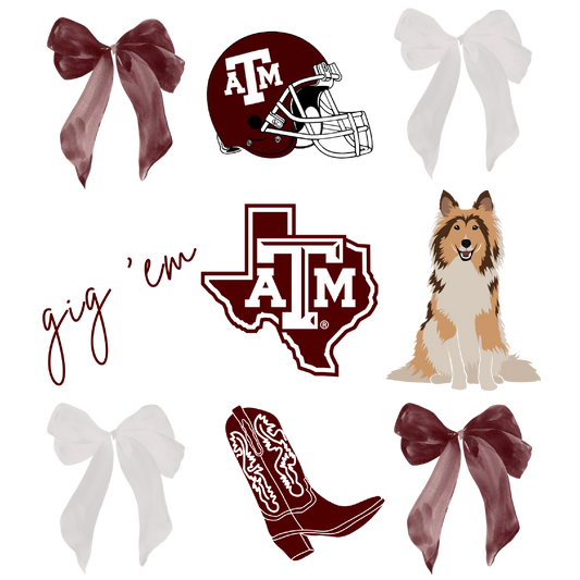 M2B Designs - Texas A&M Coquette DTF: Pocket (3.5 inch)