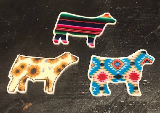 Custom Planar Resins Pig, Steer, Heifer, Sheep, Goat, Going Showing Planar Resin Flatbacks for Bow Centers, Little Diva Necklaces