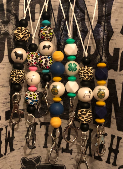 Stockshow Inspired Silicone Bead Lanyard - Ag Teacher - Advisor Lanyard - Pig, Steer, Heifer, Goat, Lamb - Customizable Lanyard