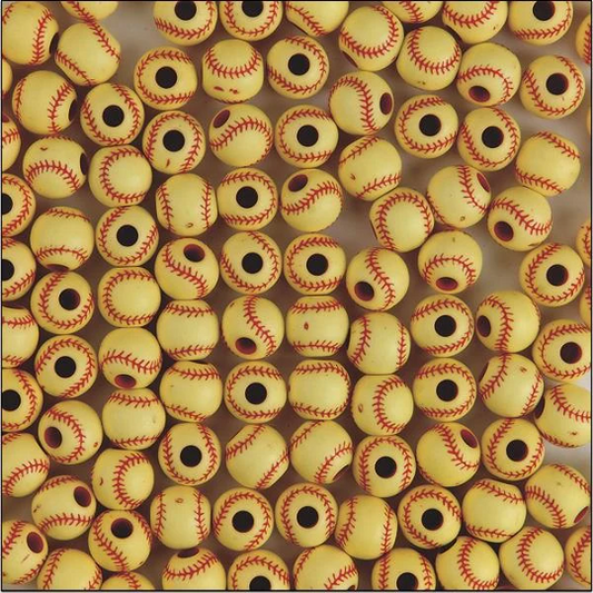 12MM Acrylic Softball Beads - QTY 10, 25, 50, 100, or 144