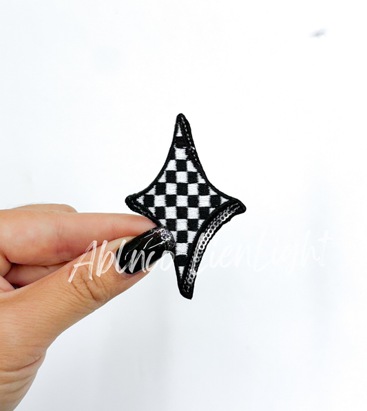 ABLNco - Black checkered diamond star embroidery sequin patch