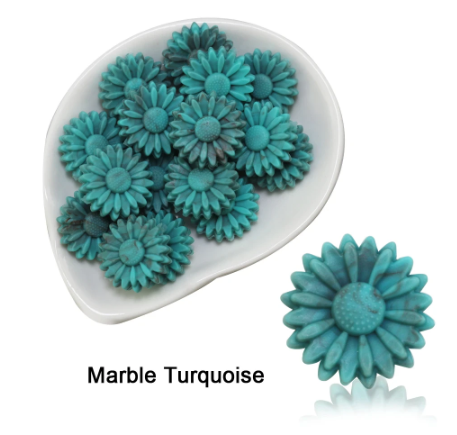 Turquoise Sunflower Chunky Beads 20mm for Pens, Lanyards, Wristlets, keychains, DIY - 1, 5, or 10