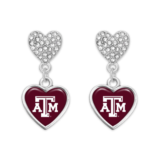 Collegiate Licensed Texas A&M Heart Earrings, Bracelet or Necklace