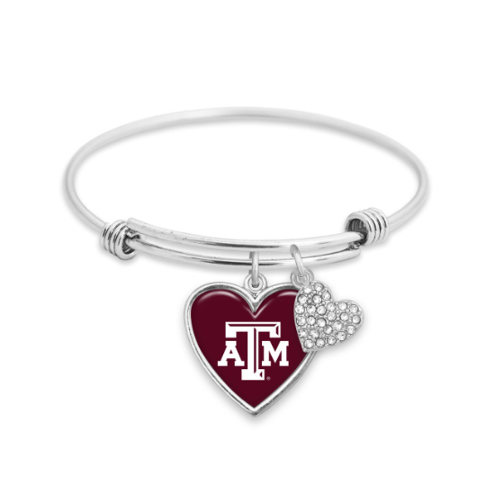 Collegiate Licensed Texas A&M Heart Earrings, Bracelet or Necklace
