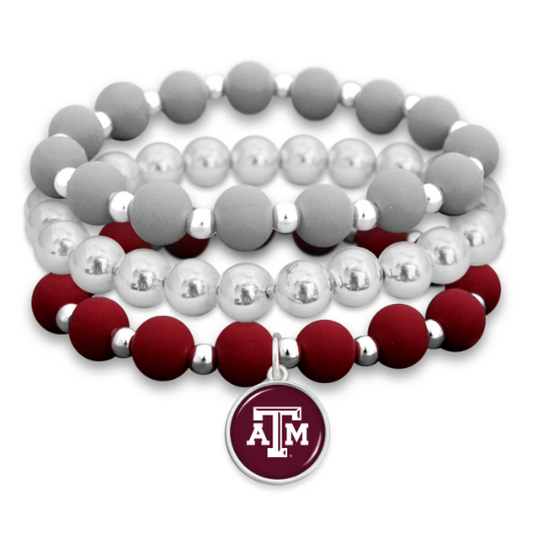 Collegiate Licensed Triple Stack Texas A&M Aggies Stretch Bracelet