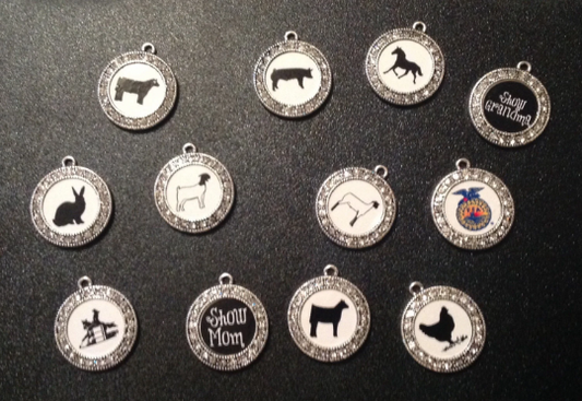 Custom Stock Show Animal 1" Charm with Rhinestone Border