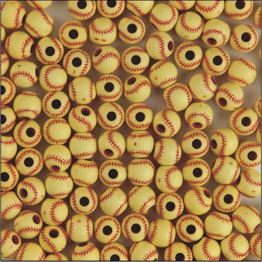 12MM Acrylic Softball Beads - QTY 10, 25, 50, 100, or 144